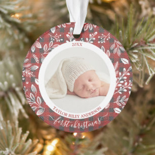 Plaid My First Christmas Photo Ornament