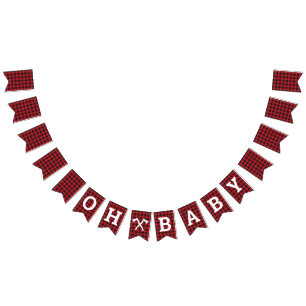 Plaid Oh Baby Shower Bunting Banner