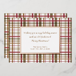 Plaid Old Fashioned Christmas  Foil Holiday Card