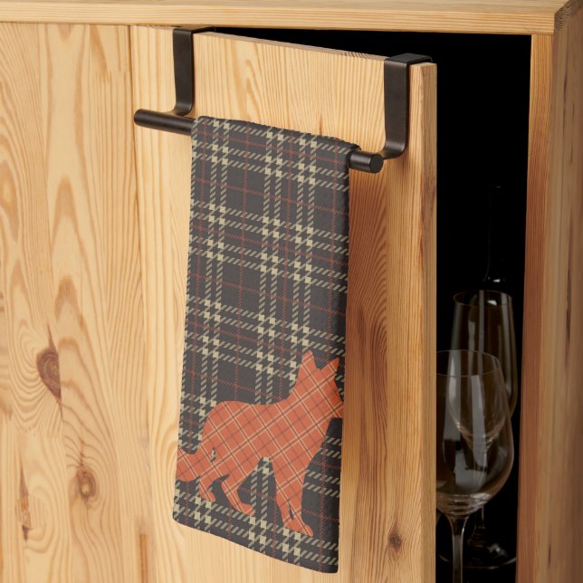 Plaid on Plaid Fox  Tea Towel (Thirds Fold)