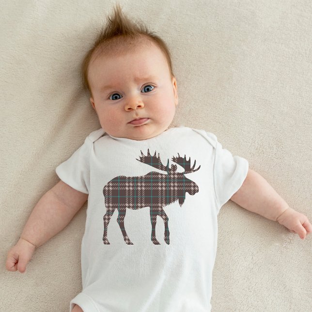 Plaid on Plaid Moose Baby Bodysuit (plaid moose
)