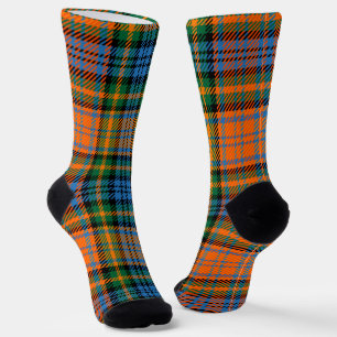 Plaid Orange Green Check Rustic Bright Tartan Socks