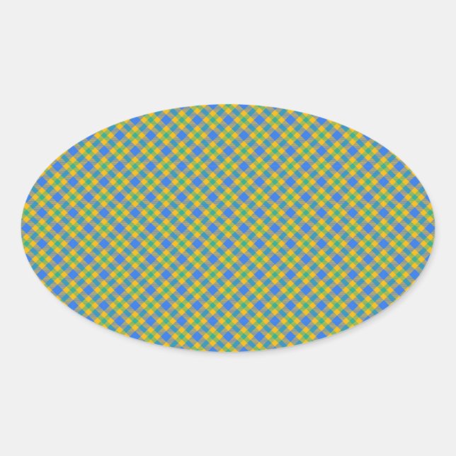Plaid Oval Sticker (Front)