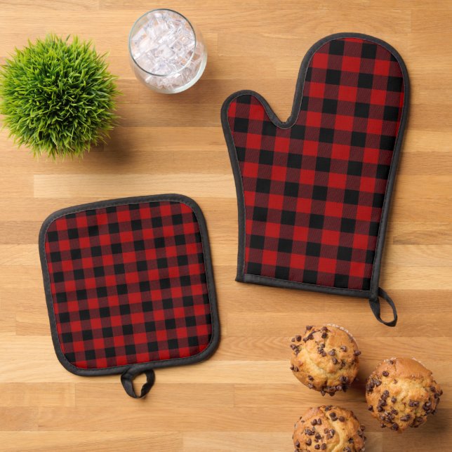 Plaid Oven Mitt & Pot Holder Set (Top Down)