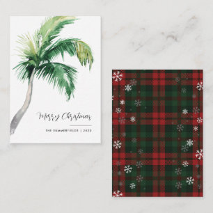Plaid Palm Tree Holiday Merry Christmas Card