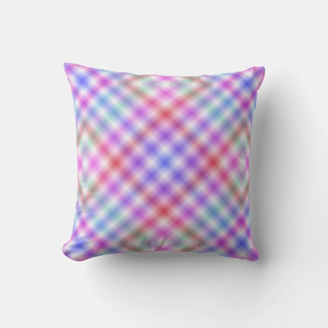 Plaid Pastel Pattern Reversible Cushion (Front)