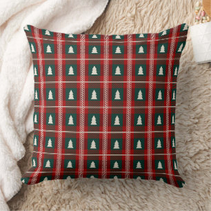Plaid Patchwork Christmas Tree Pattern Cushion