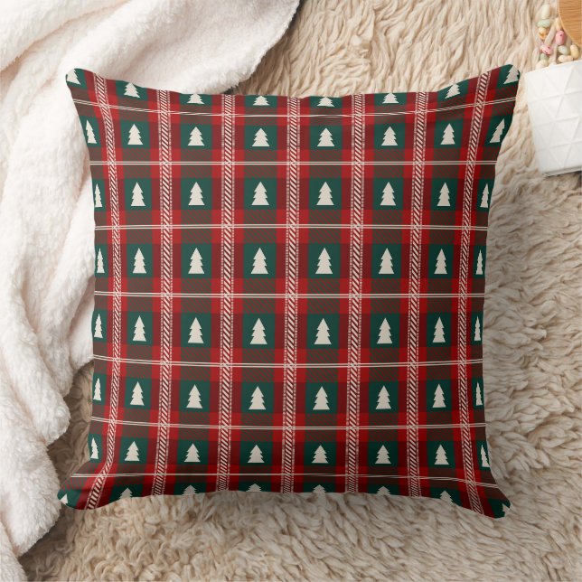 Plaid Patchwork Christmas Tree Pattern Cushion (Blanket)