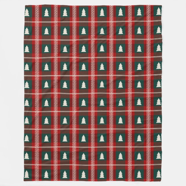 Plaid Patchwork Christmas Tree Pattern Fleece Blanket (Front)