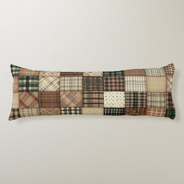 Plaid Patchwork Cosy Body Cushion (Front)