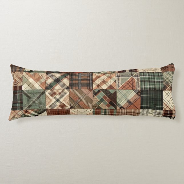 Plaid Patchwork Cosy Body Cushion (Front)