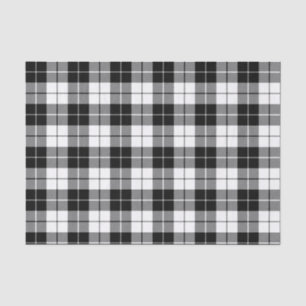 Plaid Pattern Black and White Tissue Paper