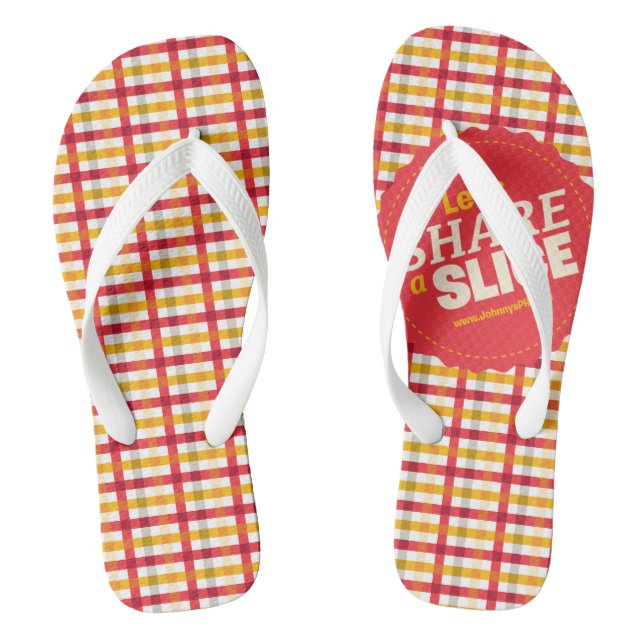 Plaid Pattern Let's Share a Slice Thongs (Footbed)