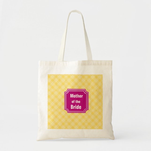 Plaid Pattern Mother of  Bride Wedding Tote Bag (Front)