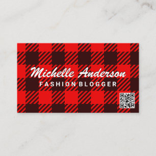 Plaid Pattern QR Code Business Card