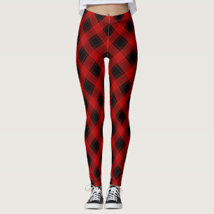 Plaid Pattern - Red and Black Leggings