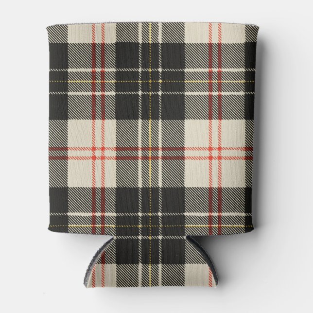Plaid Pattern: Red Can Cooler (Front)