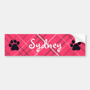 Plaid Paw Print Bumper Sticker