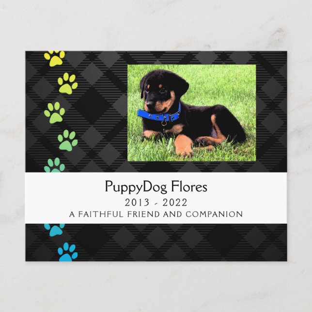 plaid paws pet loss memorial card (Front)
