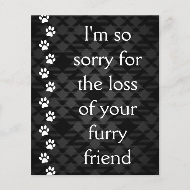 plaid paws pet loss sympathy card (Front)