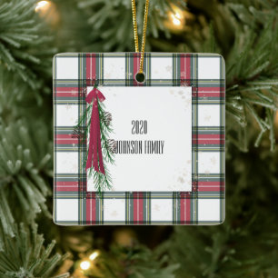 Plaid Personalised Christmas Ceramic Ornament