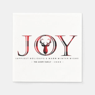 Plaid Personalised Christmas Joy Napkin