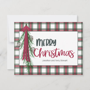 Plaid Personalised Merry Christmas Card