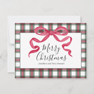 Plaid Personalised Merry Christmas Card