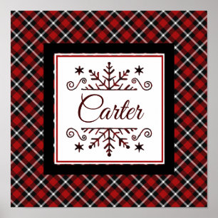 Plaid Personalised snowflake   Poster