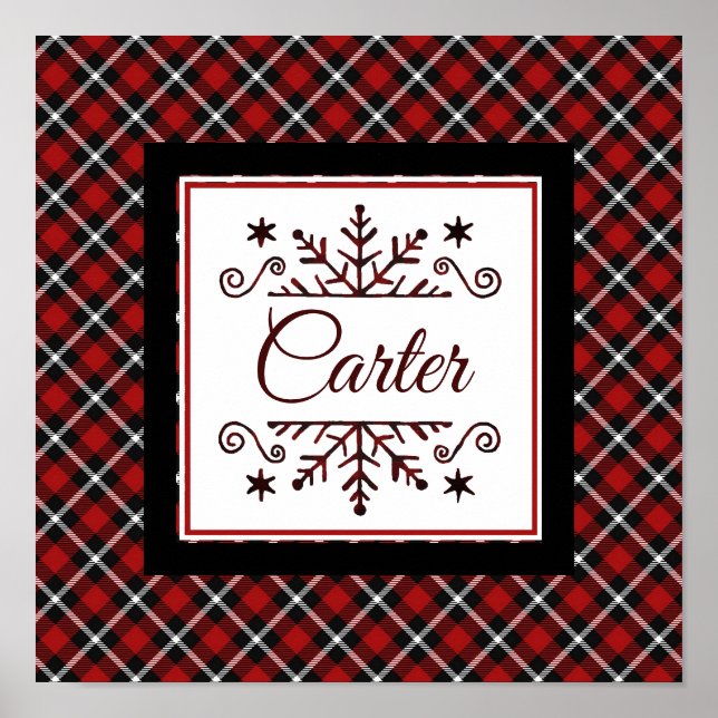Plaid Personalised snowflake   Poster (Front)