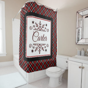 Plaid Personalised snowflake Shower Curtain