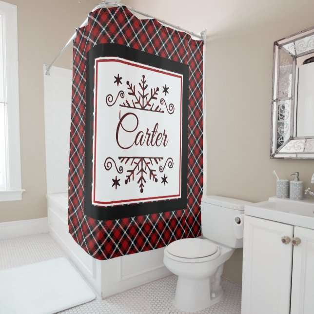 Plaid Personalised snowflake   Shower Curtain (In Situ)