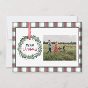 Plaid Personalized Photo Merry Christmas Card