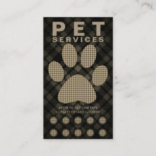 plaid pet paw punch card