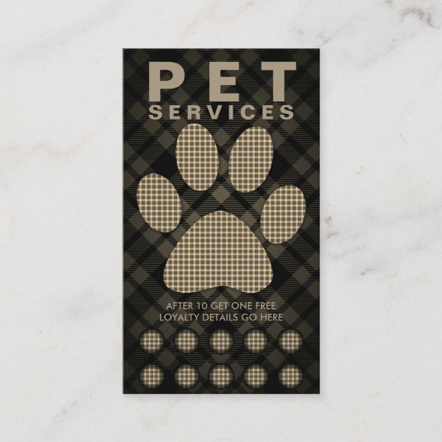plaid pet paw punch card (Front)