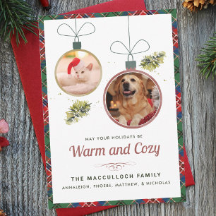 Plaid Pet Photos MacCulloch Tartan Christmas Holiday Card