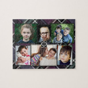 Plaid Photo Puzzle w Name and in Any Colour- HAMbW