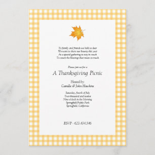 Plaid Picnic Thanksgiving Party Invitation