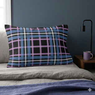 Plaid Pillowcase – Blue, Lavender & Black