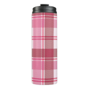 Plaid pink pastel: seamless square grid thermal tumbler