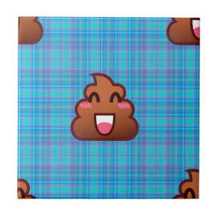 plaid poop emoji ceramic tile