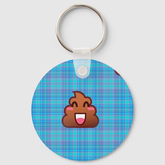 plaid poop emoji key ring (Front)