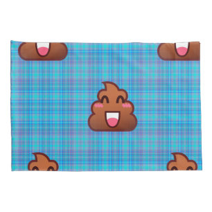 plaid poop emoji pillow case pillowcases