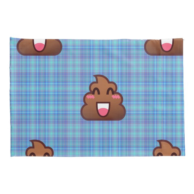 plaid poop emoji pillow case pillowcases (Back-Right)