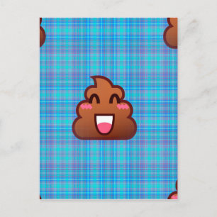 plaid poop emoji postcard