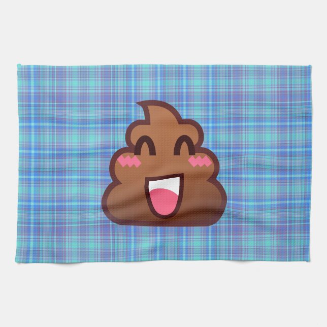 plaid poop emoji tea towel (Horizontal)