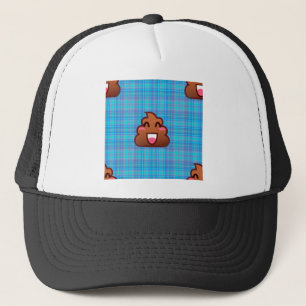 plaid poop emoji trucker hat