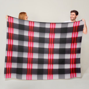 Plaid Popular Abstract Red Black Plaid Collection Fleece Blanket