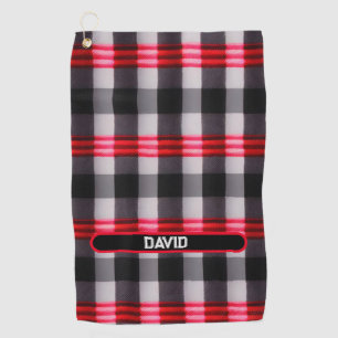 Plaid Popular Abstract Red Black Plaid Collection Golf Towel