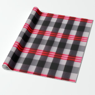 Plaid Popular Abstract Red Black Plaid Collection Wrapping Paper